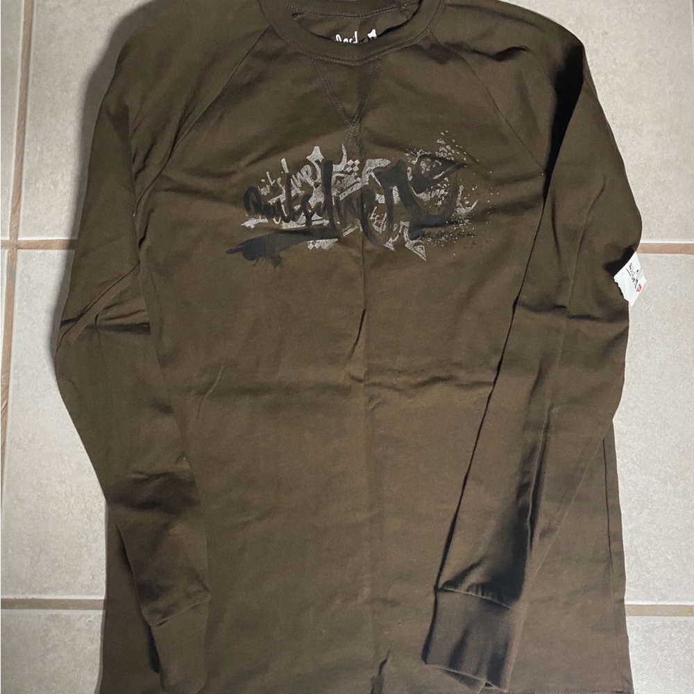 Quiksilver Dark Olive Graphic Long Sleeve Tee